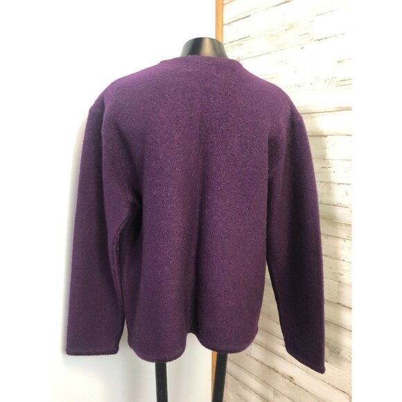 Vintage Purple Sag Harbor 100% Wool Cardigan Sweater Gold Buttons Women's Sz. S - Picture 2 of 3